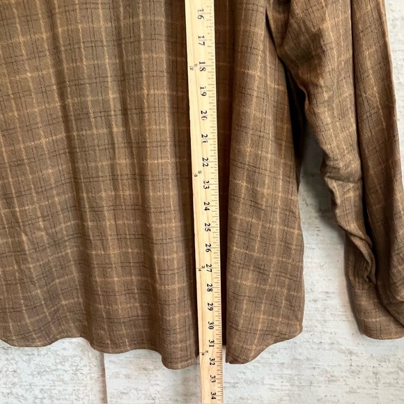 NWT Pronto Uomo Made In Italy Brown Tan Plaid Shirt Button Up Sz L Office Casual - Picture 12 of 15